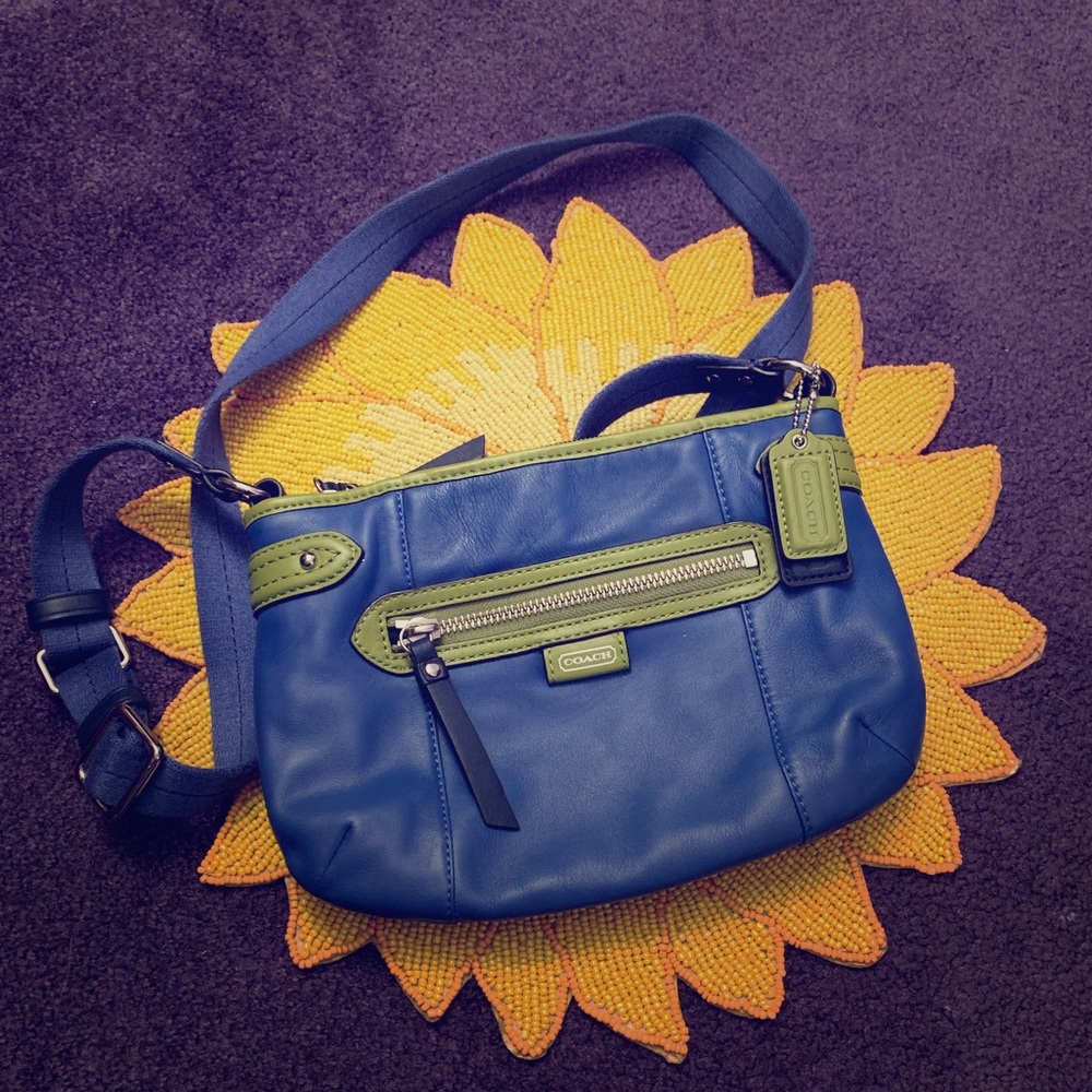 Retro Coach Blue Leather Crossbody